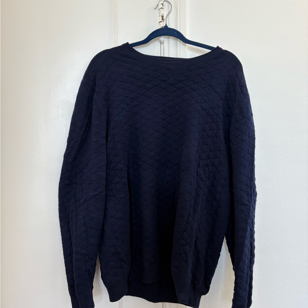 Navy Blue Textured Sweater
